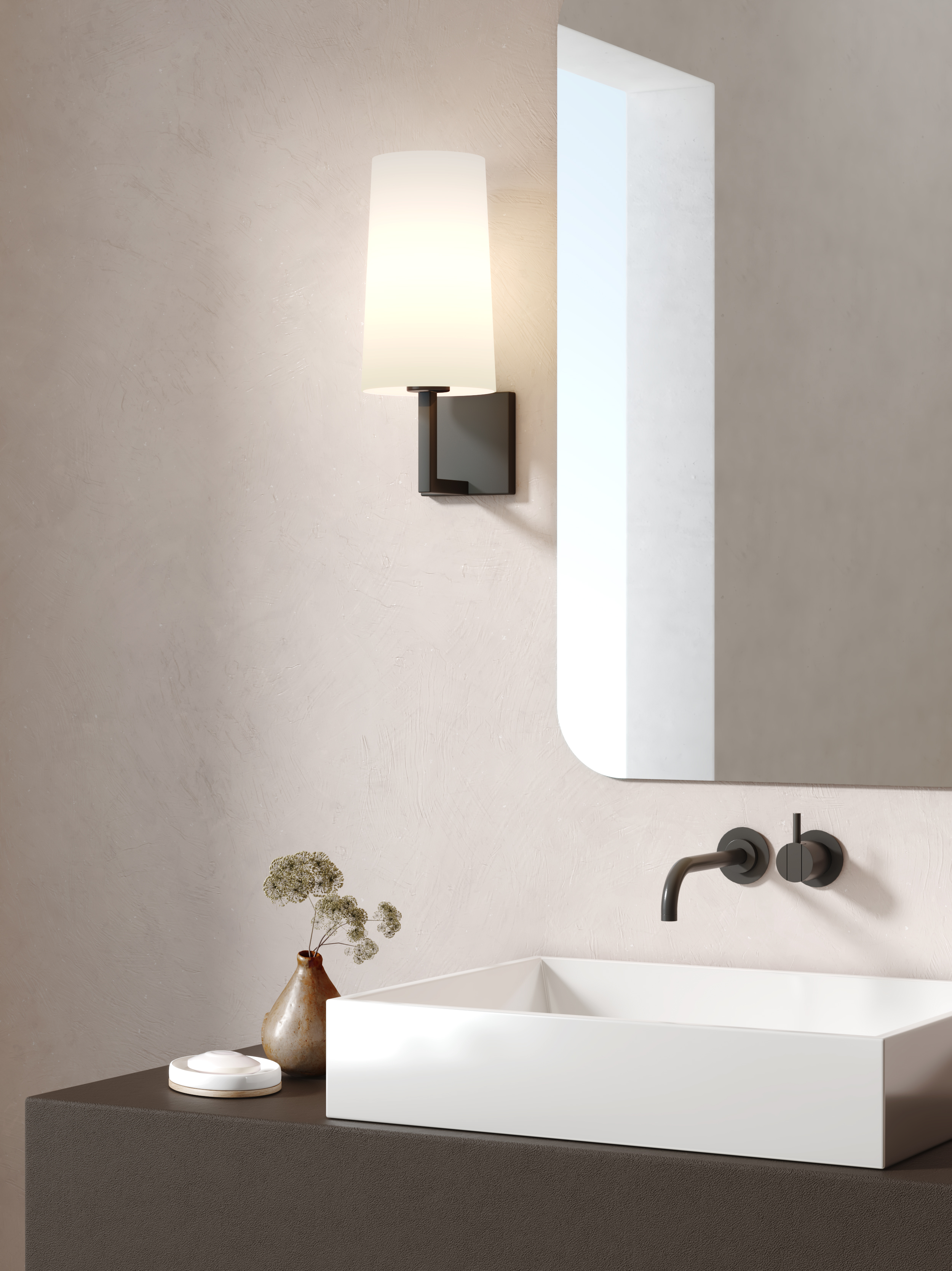 Kap Cone 245 WL mat wit  glas (geen stof)