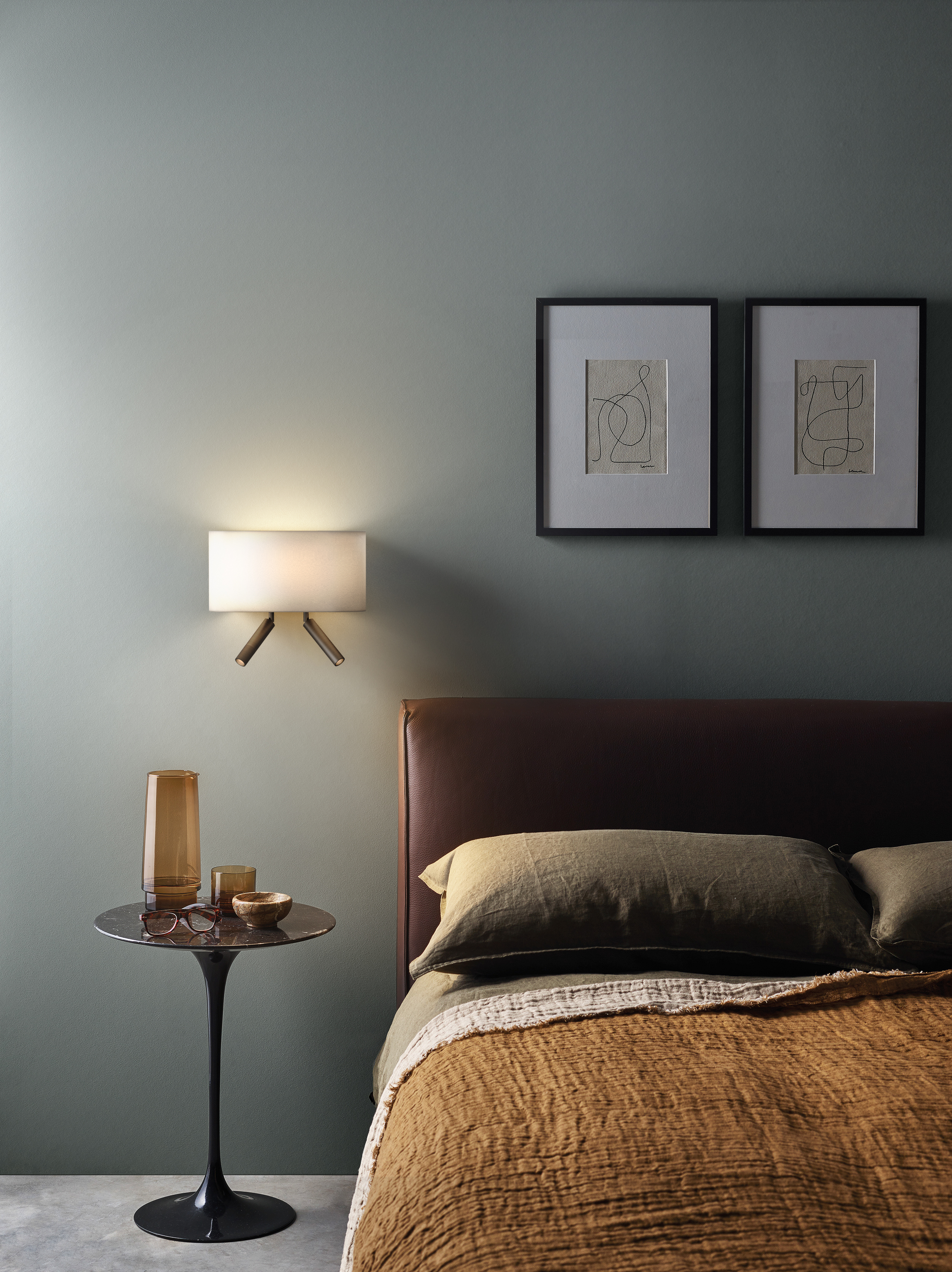 Venn Reader Twin WL 2700K excl. E27 brons