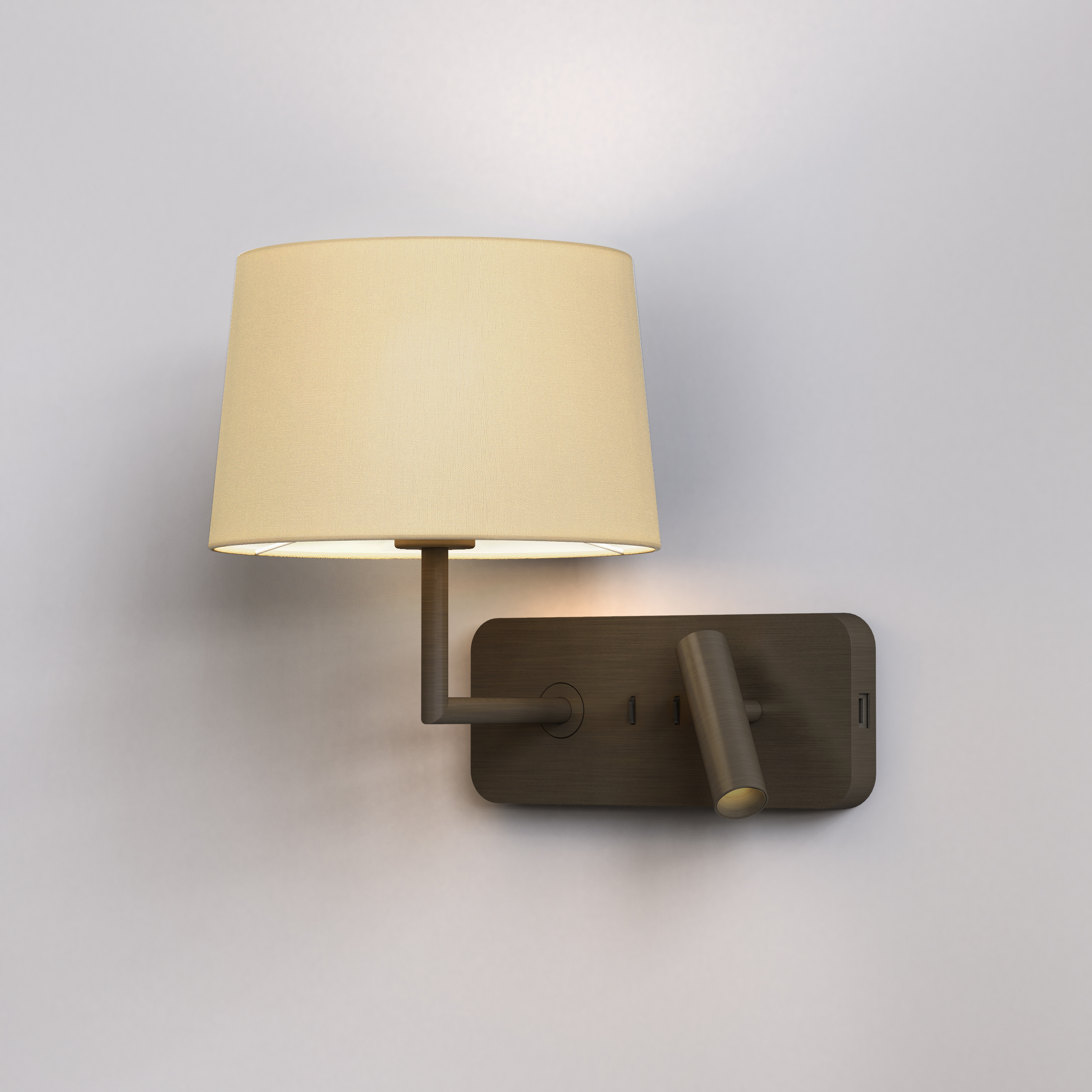 Astro Side by Side Grande USB wandlamp + LED 2700K brons